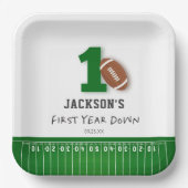 サッカーテーマ1年目ダウン誕生日 ペーパープレート (正面)