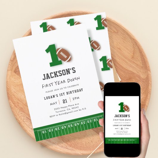 サッカーテーマ1年目ダウン誕生日 招待状