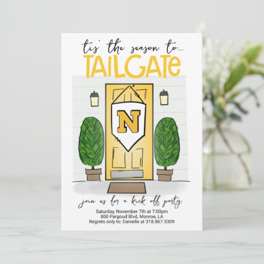 サッカーテールゲート任意の色を変更するロゴを追加 招待状 (スタンド正面)