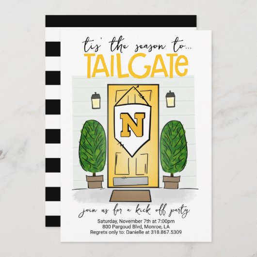 サッカーテールゲート任意の色を変更するロゴを追加 招待状 (正面/裏面)