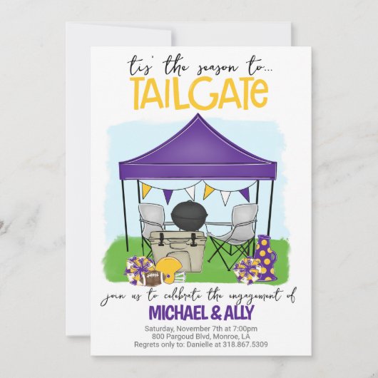 サッカーテールゲート婚約の任意の色への変更 招待状 (正面)