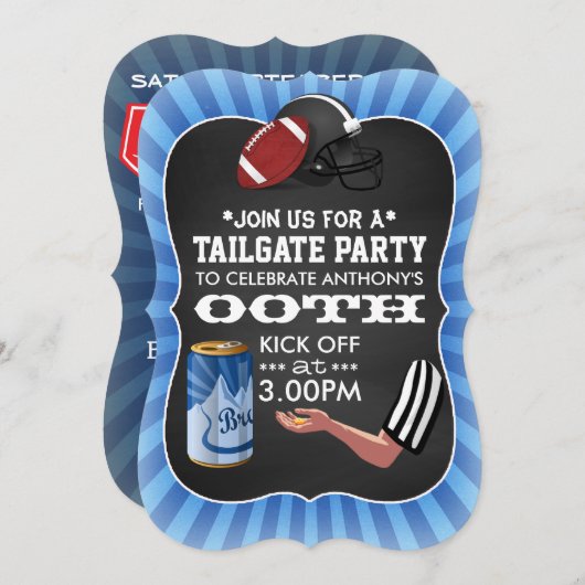 サッカーテールゲート誕生日パーティー 招待状 (正面/裏面)