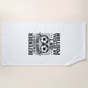 サッカーディフェンダー・レンガ壁・ヴィンテージTシャツデザイン_1 ビーチタオル