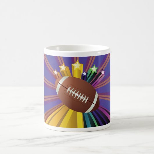 サッカーデザインとスター鮮やかズスポーツファンアート コーヒーマグカップ (中央)