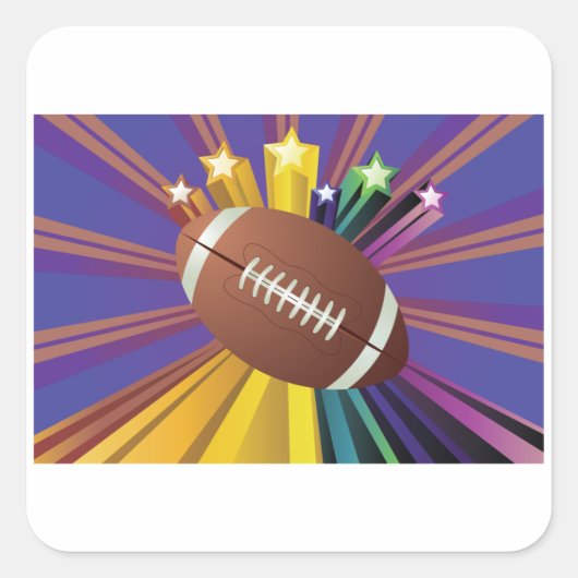 サッカーデザインとスター鮮やかズスポーツファンアート スクエアシール (正面)