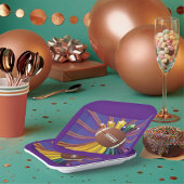 サッカーデザインとスター鮮やかズスポーツファンアート ペーパープレート