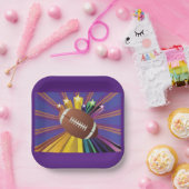 サッカーデザインとスター鮮やかズスポーツファンアート ペーパープレート (パーティー)
