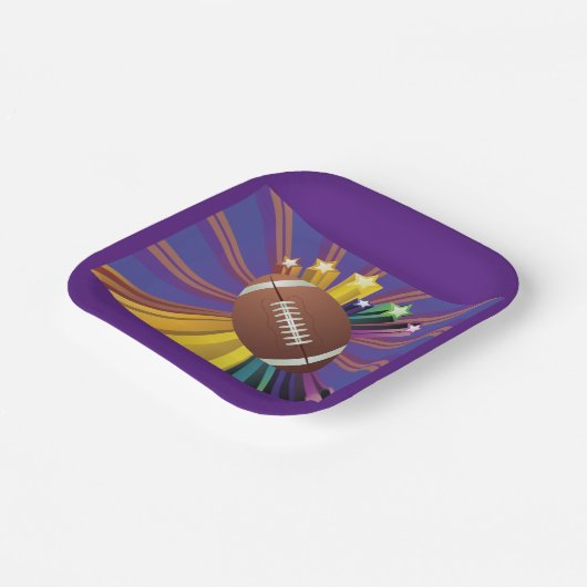 サッカーデザインとスター鮮やかズスポーツファンアート ペーパープレート (傾斜あり)