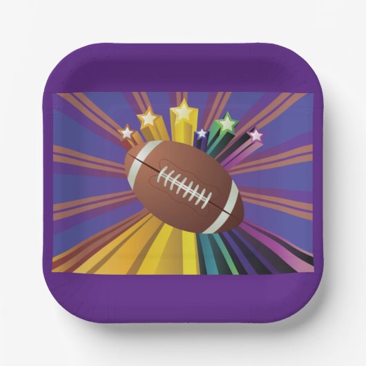 サッカーデザインとスター鮮やかズスポーツファンアート ペーパープレート (正面)