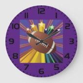 サッカーデザインとスター鮮やかズスポーツファンアート ラージ壁時計 (正面)