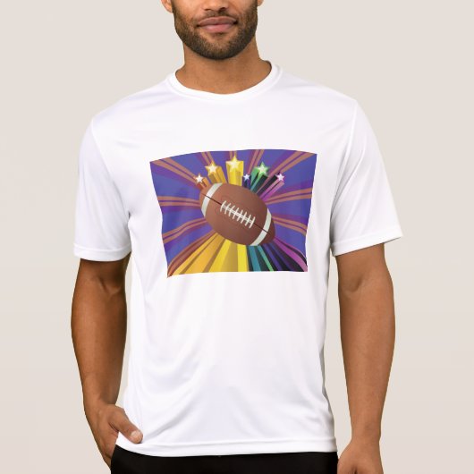 サッカーデザインとスター鮮やかズスポーツファンアート Tシャツ (正面)