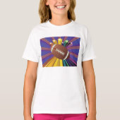 サッカーデザインとスター鮮やかズスポーツファンアート Tシャツ (正面)