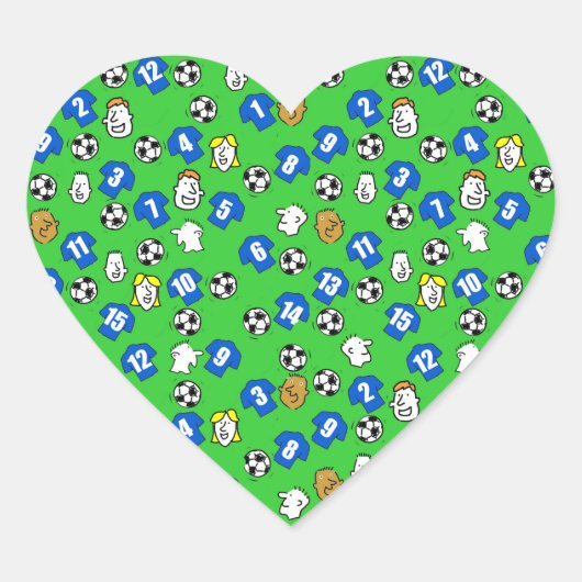 サッカーデザインとブルーシャツ ハートシール (正面)