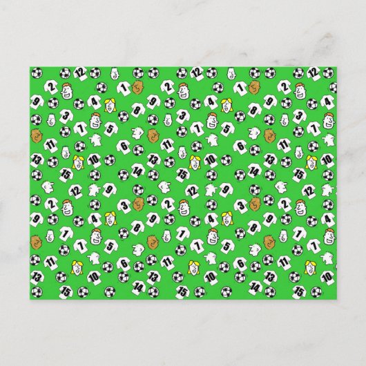 サッカーデザインと白シャツ ポストカード (正面)