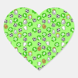 サッカーデザインと緑シャツ ハートシール
