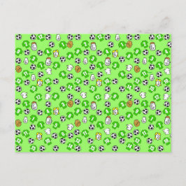 サッカーデザインと緑シャツ ポストカード