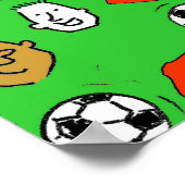 サッカーデザインウォールポスターと赤シャツ ポスター (角)