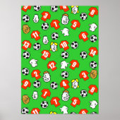 サッカーデザインウォールポスターと赤シャツ ポスター (正面)