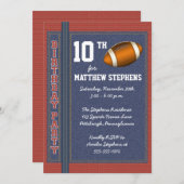 サッカーデニムブリッ素朴クスポーツ誕生日パーティー 招待状 (正面/裏面)