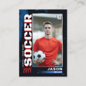 サッカートレーディングカードブルーレッドカードサッカーカードギフト コーリングカード (正面)