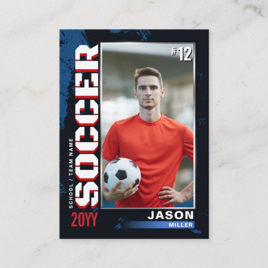 サッカートレーディングカードブルーレッドカードサッカーカードギフト コーリングカード (正面)