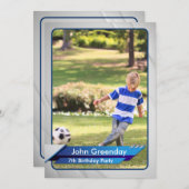 サッカートレーディングカード誕生日招待状 招待状 (正面/裏面)