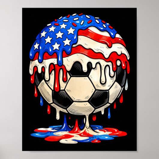 サッカードリップアメリカ国旗スプリンクルズ愛国的な ポスター (正面)
