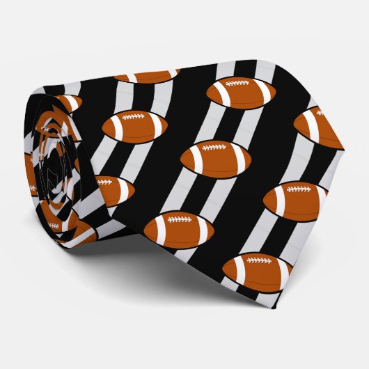 サッカーネクタイ黒とグレーのストライプ ネクタイ (ロール)