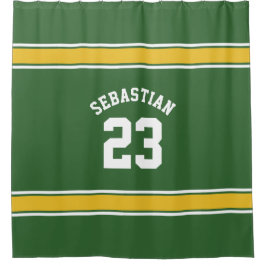 サッカーノベルティパーソナライズされたジャージーグリーンイエロー シャワーカーテン
