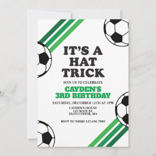 サッカーハットトリックストライプグリーン誕生日 招待状
