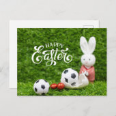 サッカーハッピーイースターサッカーボールとエッグスポス付き ポストカード (正面/裏面)