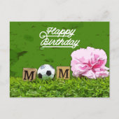 サッカーハッピーバースデーサッカーママ花付き ポストカード (正面)