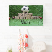 サッカーハッピーバースデー（緑のボール付き）パーティー 横断幕 (インサイチュ)