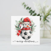 サッカーハッピー・ホリデー 雪だるまのクリスマスリース シーズンカード (スタンド正面)