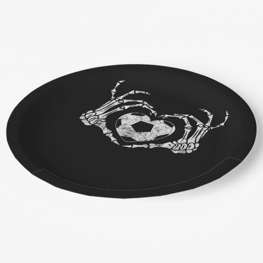 サッカーハートスケルトンのハンドハロウィーンの衣装 ペーパープレート (アングル)