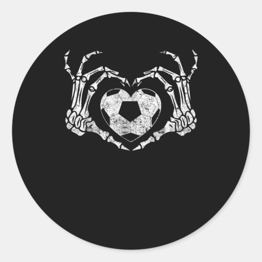 サッカーハートスケルトンのハンドハロウィーンの衣装 ラウンドシール (正面)