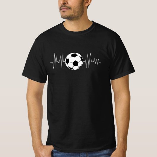 サッカーハートビート、サッカーボールのハートビート Tシャツ (正面)