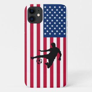 サッカーバッターとアメリカ国旗の投石機 iPhone 11 ケース