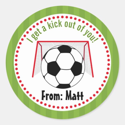 サッカーバレンタインデーパーソナライズされたス学名 ラウンドシール (正面)