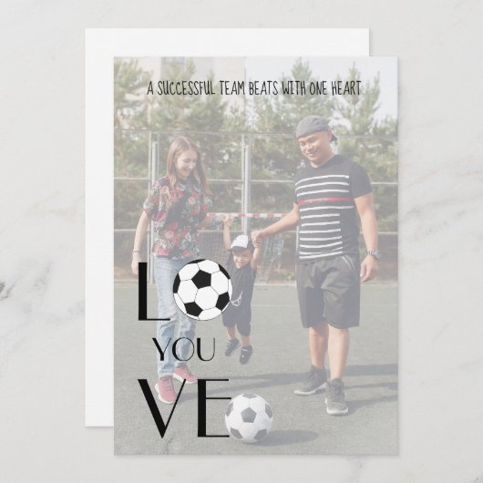 サッカーバレンタイン写真モダンおもしろい シーズンカード (正面/裏面)