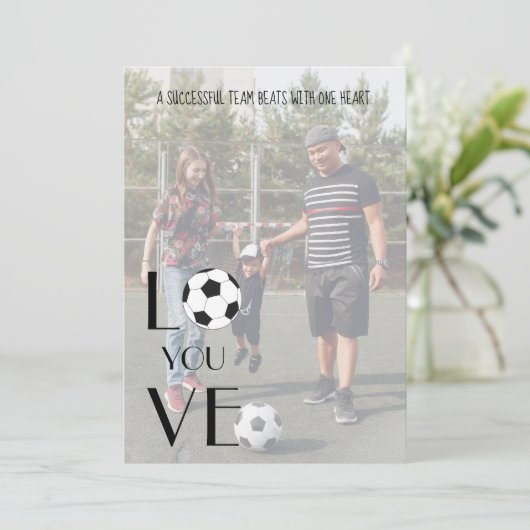 サッカーバレンタイン写真モダンおもしろい シーズンカード (スタンド正面)