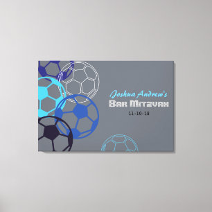 サッカーバーこうもりMitzvahSign Inボード24x36 キャンバスプリント
