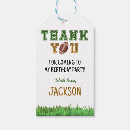 サッカーバースデーパーティーサンキューユユーラベル ギフトタグ (正面)