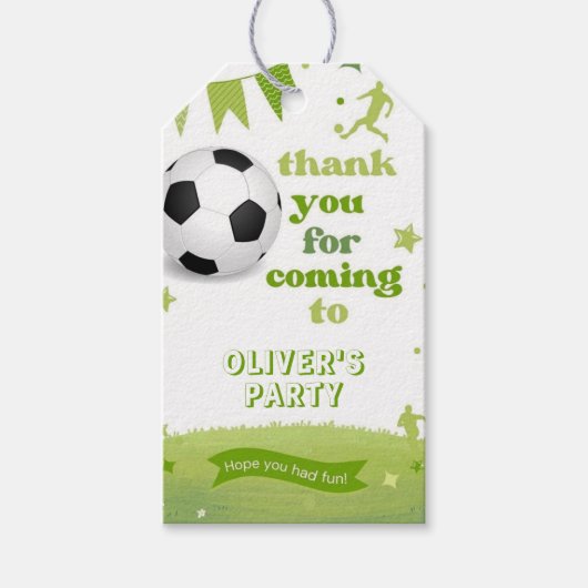サッカーバースデーパーティーメッセージカードサッカーテーマ ギフトタグ (正面)