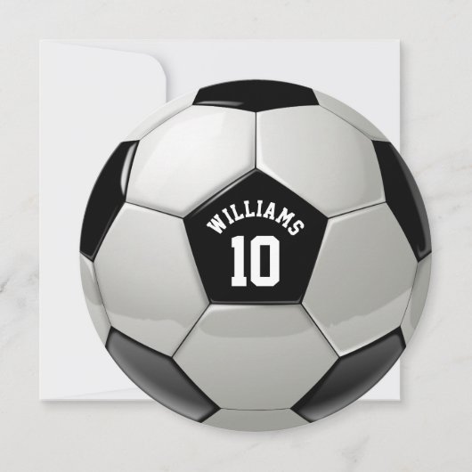 サッカーバースデーパーティーモノグラムサッカー招待状 (正面)