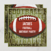 サッカーバースデーパーティーヴィンテージグリグランジーン 招待状 (正面/裏面)