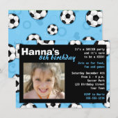 サッカーバースデーパーティー招待状 青 招待状 (正面/裏面)