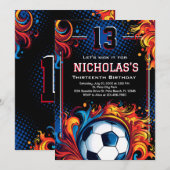 サッカーバースデーパーティー 招待状 (正面/裏面)