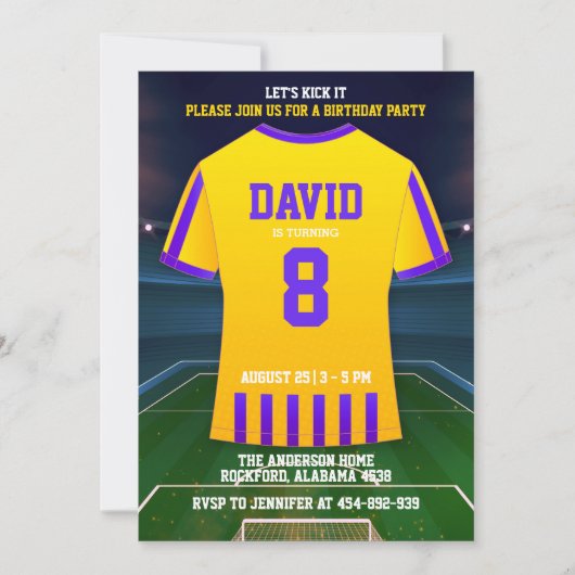サッカーバースデーパーティ招待状 子供へ 招待状 (正面)