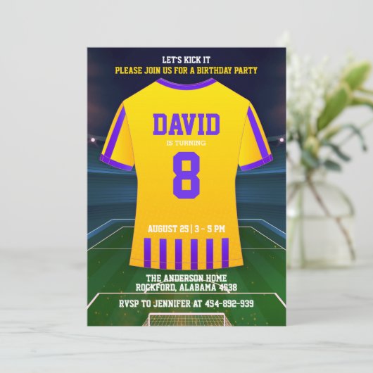 サッカーバースデーパーティ招待状 子供へ 招待状 (スタンド正面)